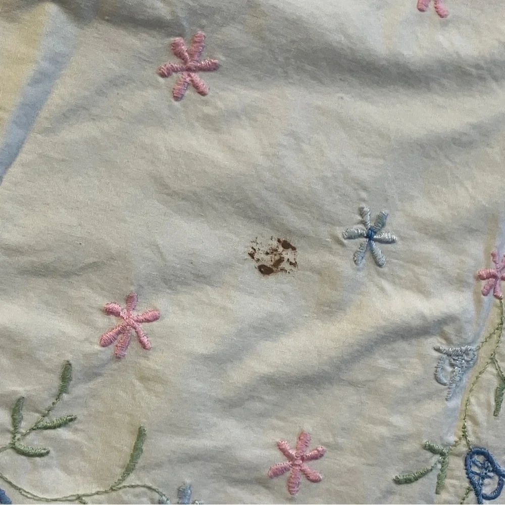 Vintage Embroidered White Cotton Large Pillowcase